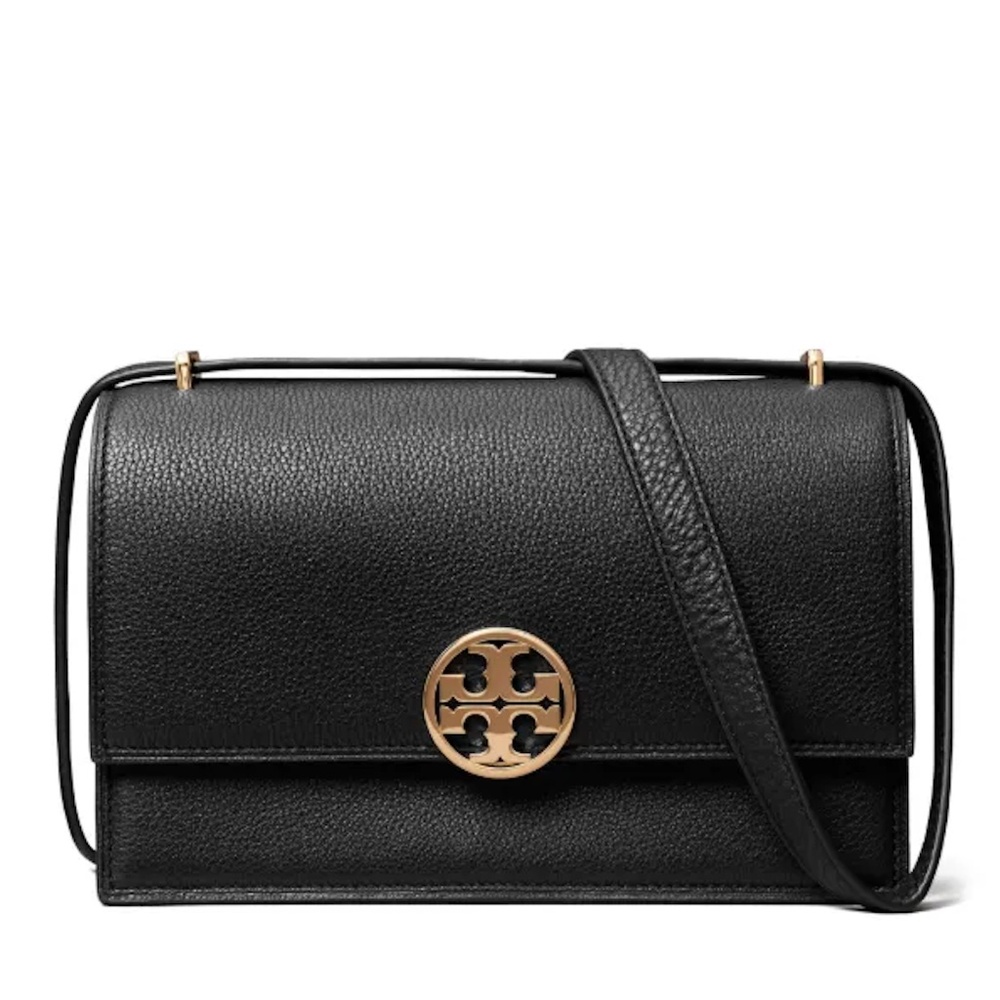 Tory Burch Miller Pebbled Leather Shoulder Bag Black